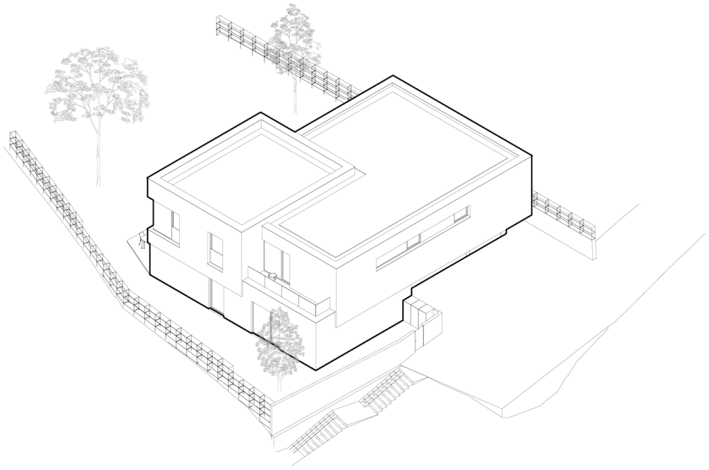 Butikový projekt — Tuchoměřice — Axonometrie
