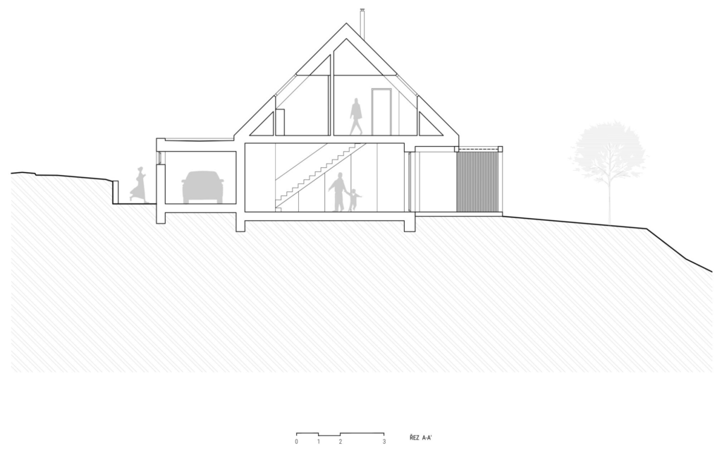 Traditional House in Vysočina — Řásná — Section drawing 9